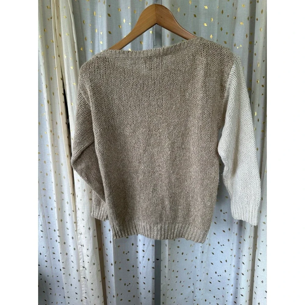 Thrill-Her By Parmell Silk Rabbit Hair Boat Neck Pullover Geometric Sweater M